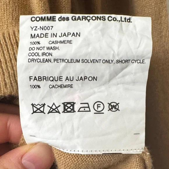 Comme des Garcons PLAY Tan Cashmere Cardigan Sweater Size L